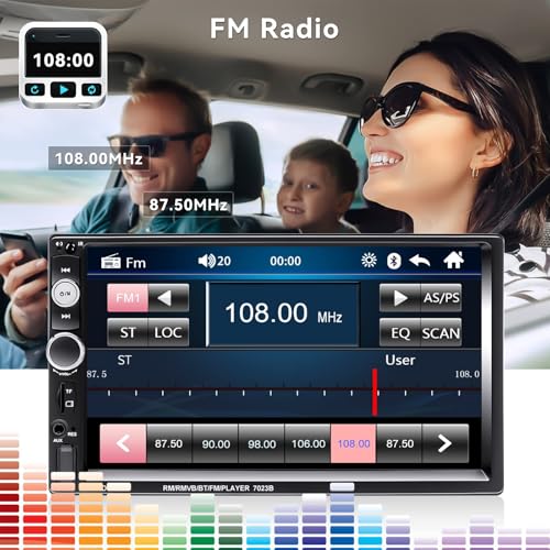 CAMECHO 7" Double Din Car Stereo Audio Bluetooth MP5 Player USB FM Multimedia Radio+ 4 LED Mini Backup Camera with Steering Wheel Remote Support Mobile Phone Synchronization (Used in Android/iOS) - Image 4