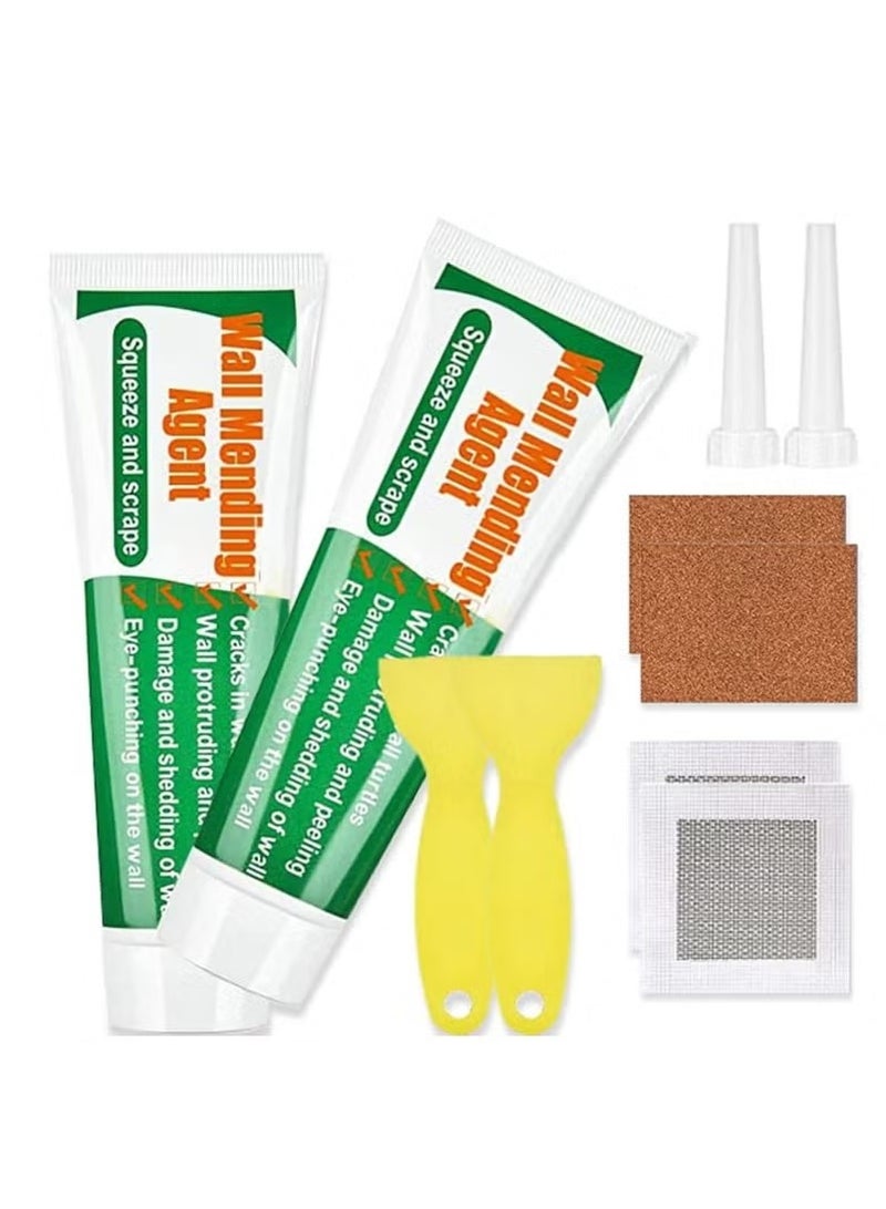 Wall Mending Agent Wall Repair Paste Kit: Drywall Repair Putty, Safe Wall Repairing Ointment，Wall Crack Repair Cream with Scraper, for Wall Wood Plaster Surface Repair, Easy to Fill (100g x2 Sets)  - Image 1
