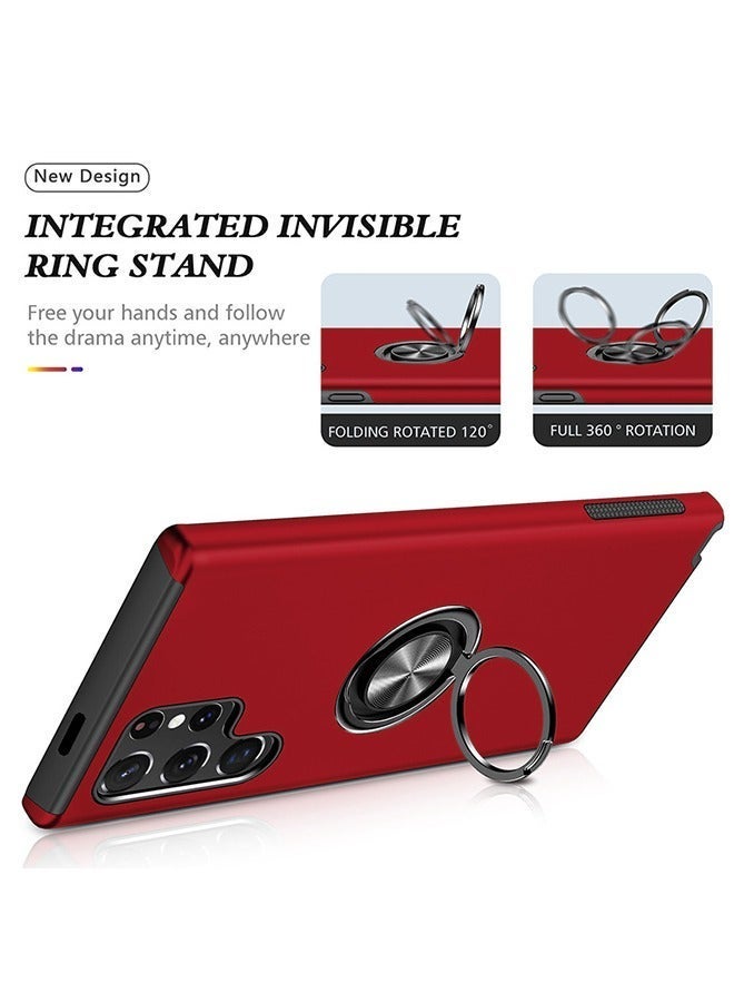 X-level Samsung Galaxy S24 Ultra Case Cover with Magnetic Ring Holder Kickstand , Slim Soft Bumper Hand Free Car Mount Bracket Magnetic Back Cover Military-Grade Protection Shell Accessories Protector - Image 2