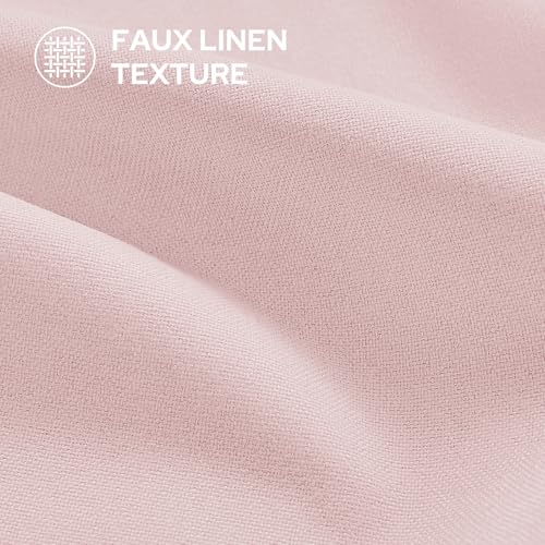 HOMEIDEAS 100% Light Pink Linen Blackout Curtains for Bedroom, 52 x 84 Inch Length 2 Panels Faux Linen Thermal Insulated Darkening Grommet Window Drapes for Living Room,Nursery - Image 4