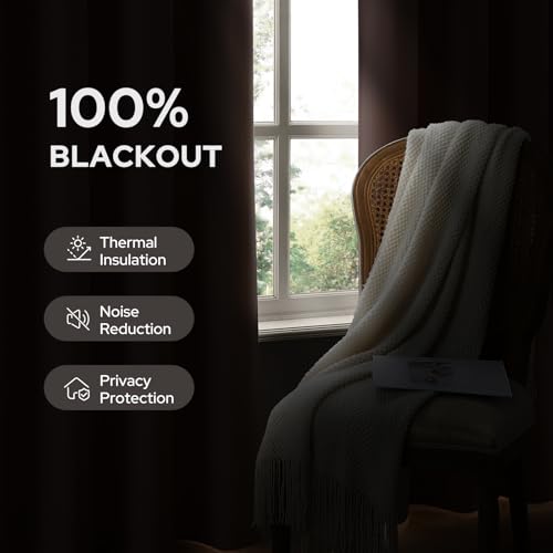 HOMEIDEAS 100% Light Pink Linen Blackout Curtains for Bedroom, 52 x 84 Inch Length 2 Panels Faux Linen Thermal Insulated Darkening Grommet Window Drapes for Living Room,Nursery - Image 3