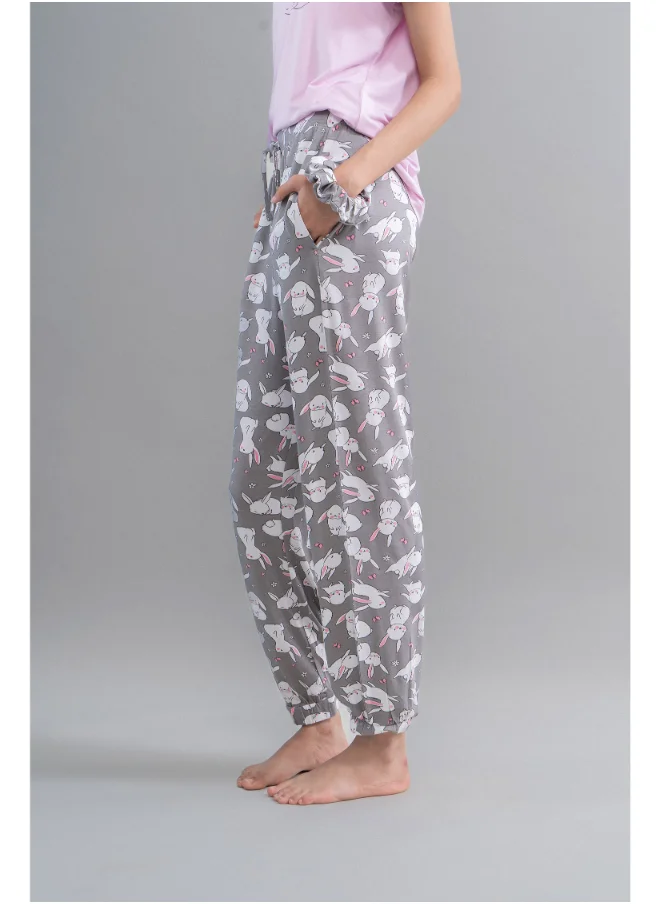 NeceSera Cuddly Bunnies Grey Modal Cuffed Bottoms