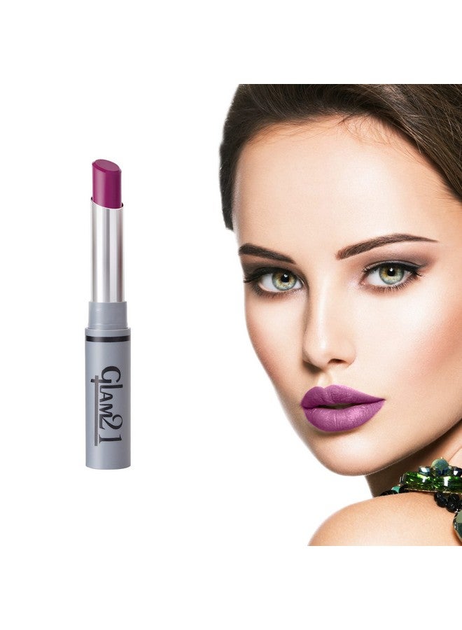 Glam 21 Long Lasting Non-Transfer Lipstick|Creamy Matte Formula | Smudge-Free | HD-Colored lips - 2.8gm|Purple Myth-06 - Image 4
