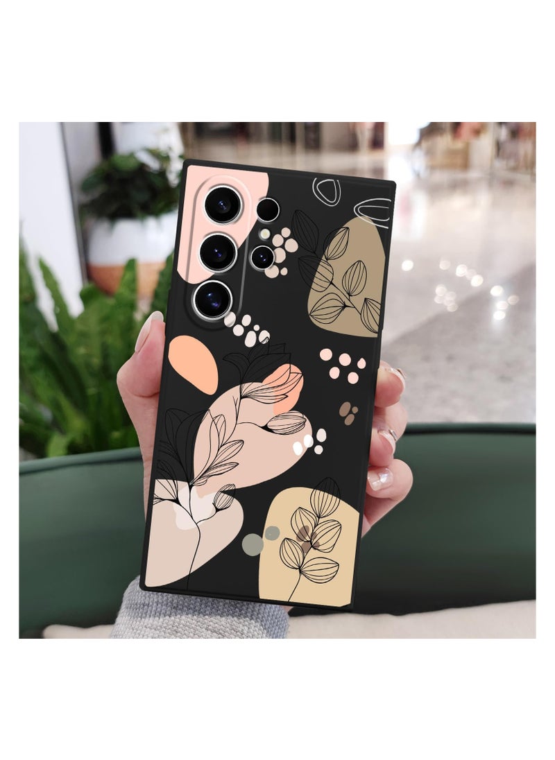 Generic - for Samsung Galaxy S24 Ultra Case, Creative Flower Pattern Design Phone Cover Drop Protection Soft Ultra Thin Scratch Resistant Microfiber Lining Inner for Galaxy S24 Ultra-Morandi Black - Image 1