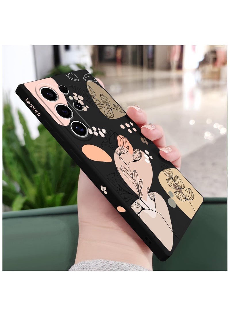 Generic - for Samsung Galaxy S24 Ultra Case, Creative Flower Pattern Design Phone Cover Drop Protection Soft Ultra Thin Scratch Resistant Microfiber Lining Inner for Galaxy S24 Ultra-Morandi Black - Image 1