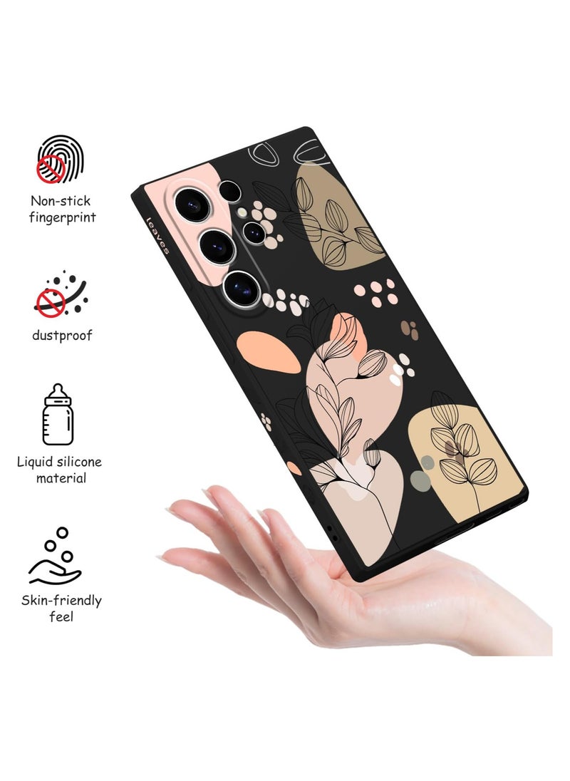 Generic - for Samsung Galaxy S24 Ultra Case, Creative Flower Pattern Design Phone Cover Drop Protection Soft Ultra Thin Scratch Resistant Microfiber Lining Inner for Galaxy S24 Ultra-Morandi Black - Image 1