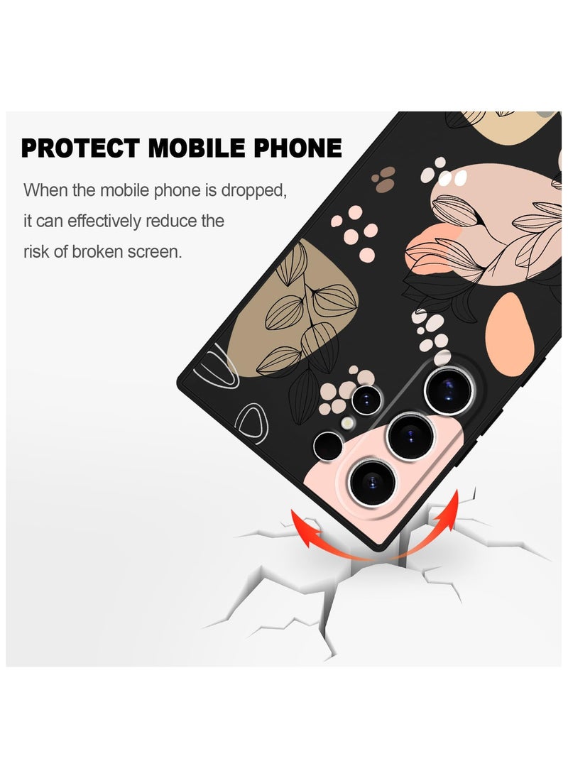 Generic - for Samsung Galaxy S24 Ultra Case, Creative Flower Pattern Design Phone Cover Drop Protection Soft Ultra Thin Scratch Resistant Microfiber Lining Inner for Galaxy S24 Ultra-Morandi Black - Image 1