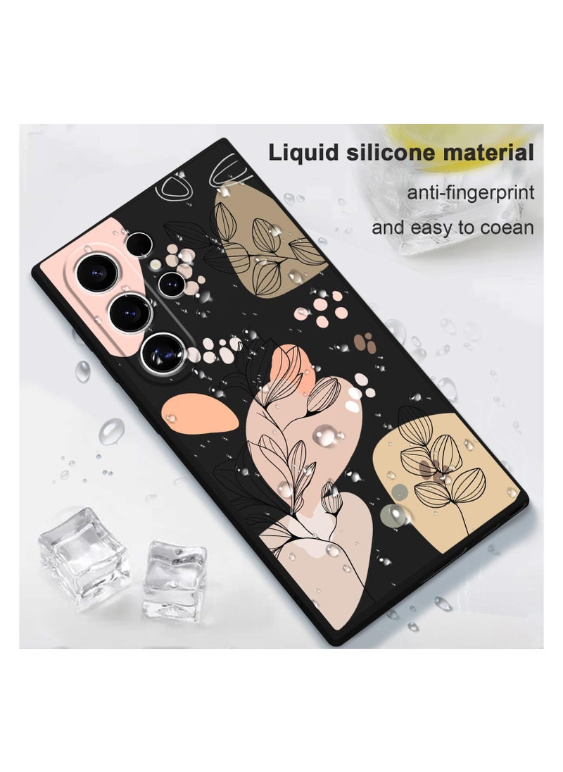 Generic - for Samsung Galaxy S24 Ultra Case, Creative Flower Pattern Design Phone Cover Drop Protection Soft Ultra Thin Scratch Resistant Microfiber Lining Inner for Galaxy S24 Ultra-Morandi Black - Image 1