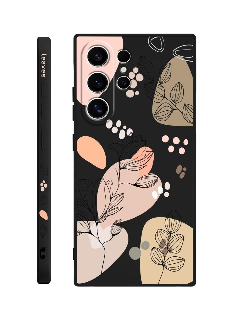 Generic - for Samsung Galaxy S24 Ultra Case, Creative Flower Pattern Design Phone Cover Drop Protection Soft Ultra Thin Scratch Resistant Microfiber Lining Inner for Galaxy S24 Ultra-Morandi Black - Image 1