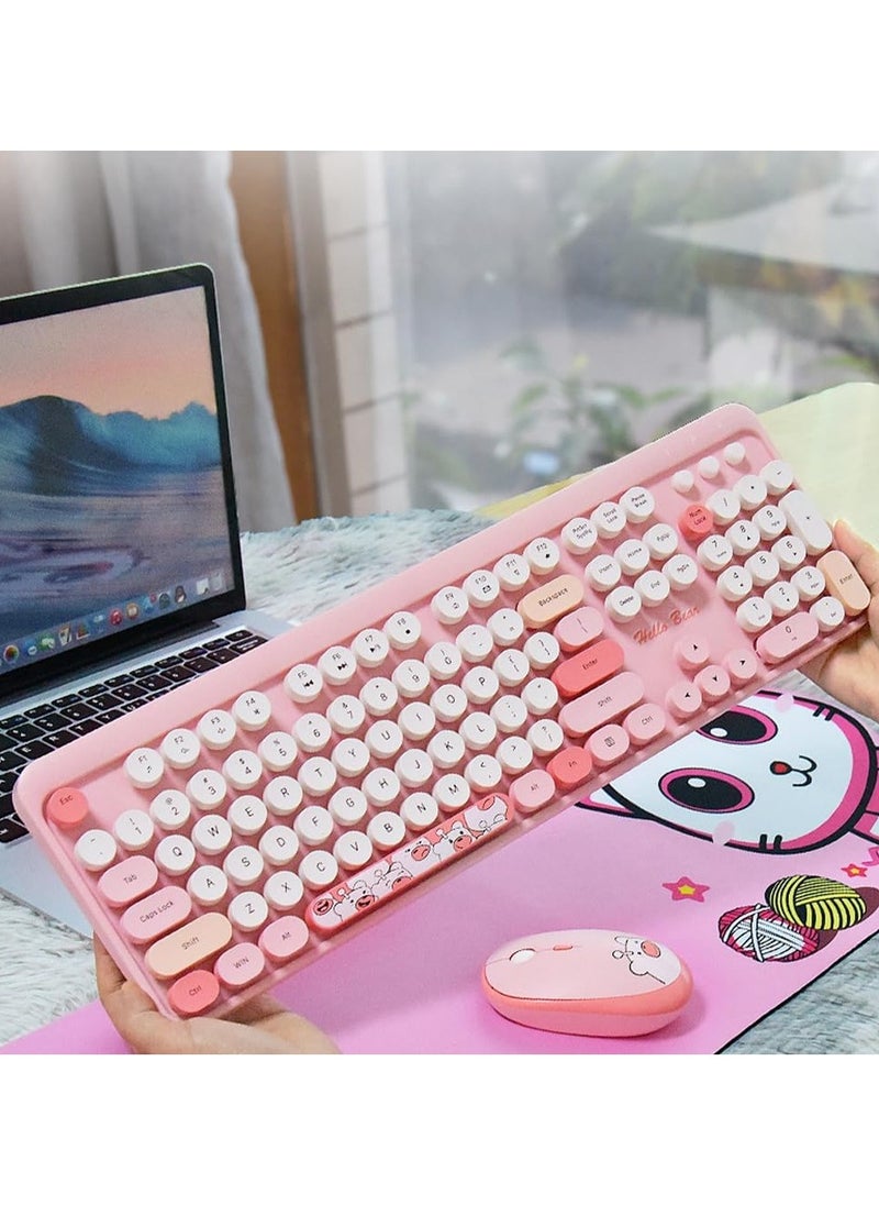 General Wireless keyboard and mouse, colour keyboard and mouse combo, 2.4G keyboard with retro round keycaps, full size typewriter keyboard with numeric keypad  - Image 3