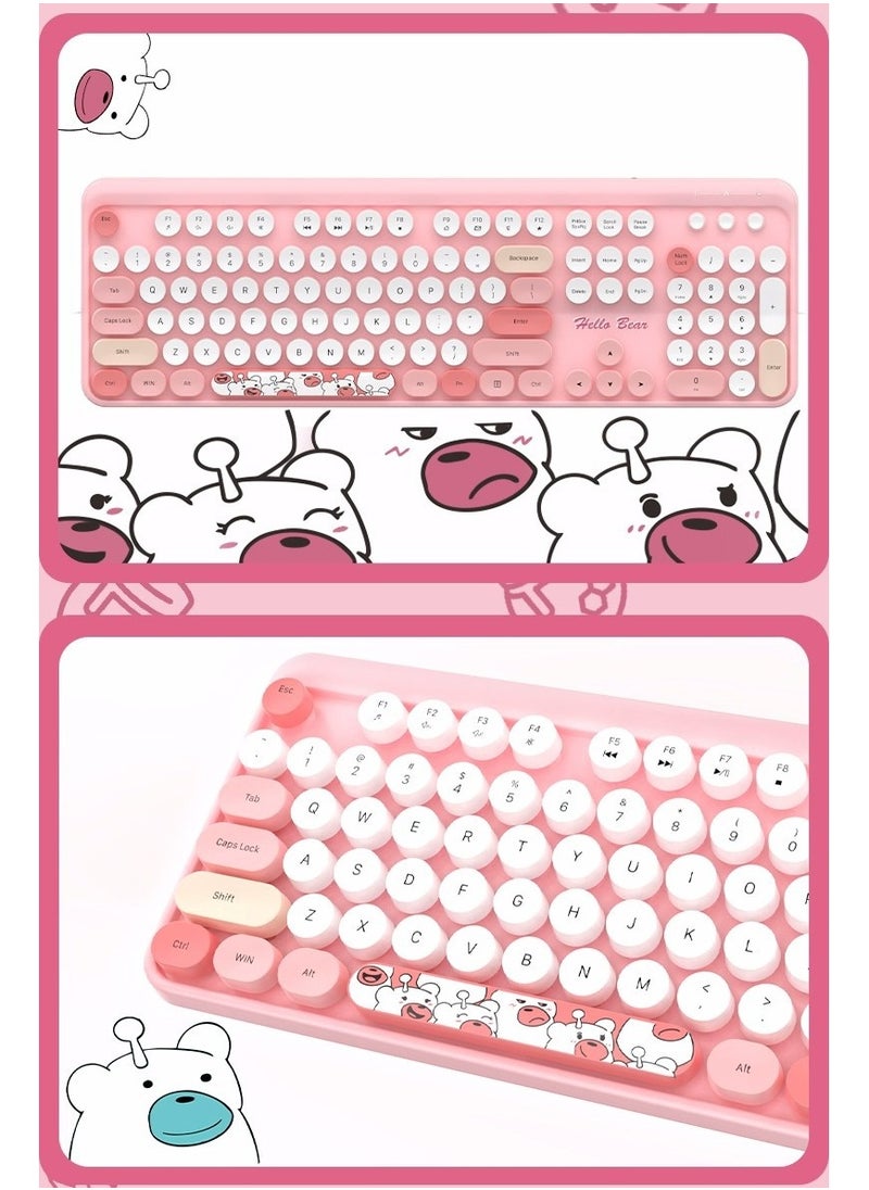General Wireless keyboard and mouse, colour keyboard and mouse combo, 2.4G keyboard with retro round keycaps, full size typewriter keyboard with numeric keypad  - Image 4