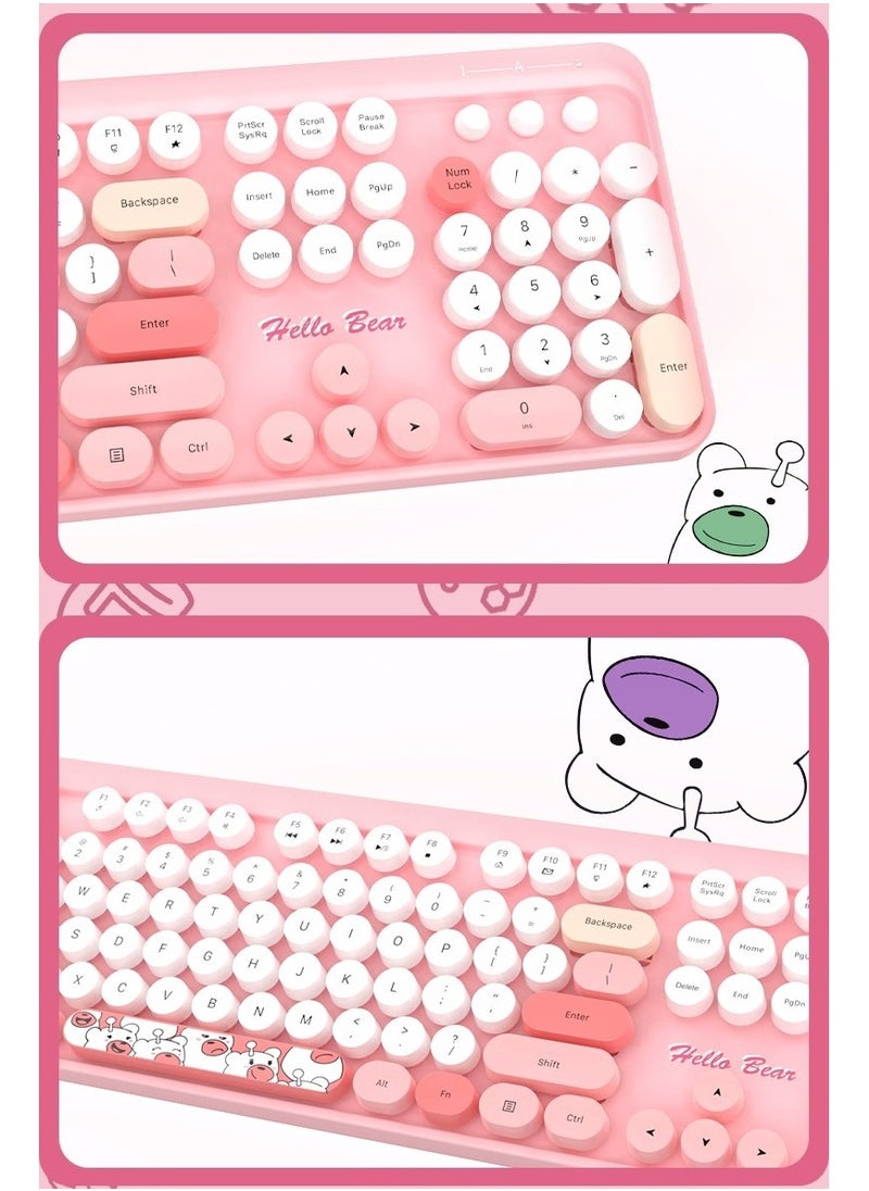 General Wireless keyboard and mouse, colour keyboard and mouse combo, 2.4G keyboard with retro round keycaps, full size typewriter keyboard with numeric keypad  - Image 5