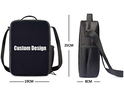PrelerDIY Hipster Sunglasses Dinosaur Lunch Bag Tote Lunch Box Food Bag for Boys Girls with Side Pocket & Shoulder Strap - Image 4