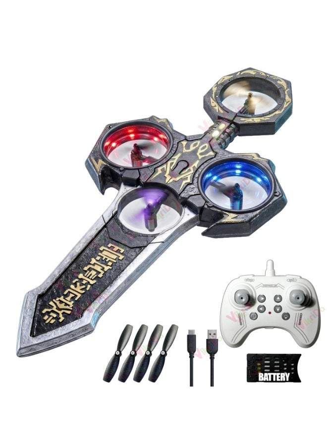 VikriDA Double-Sided Spinning Anime Katana Sword Drone Toy with 1 Powerful Battery, RGB LED Light Spin Sword-Edge Lightsaber for Kids & Adults - Image 1