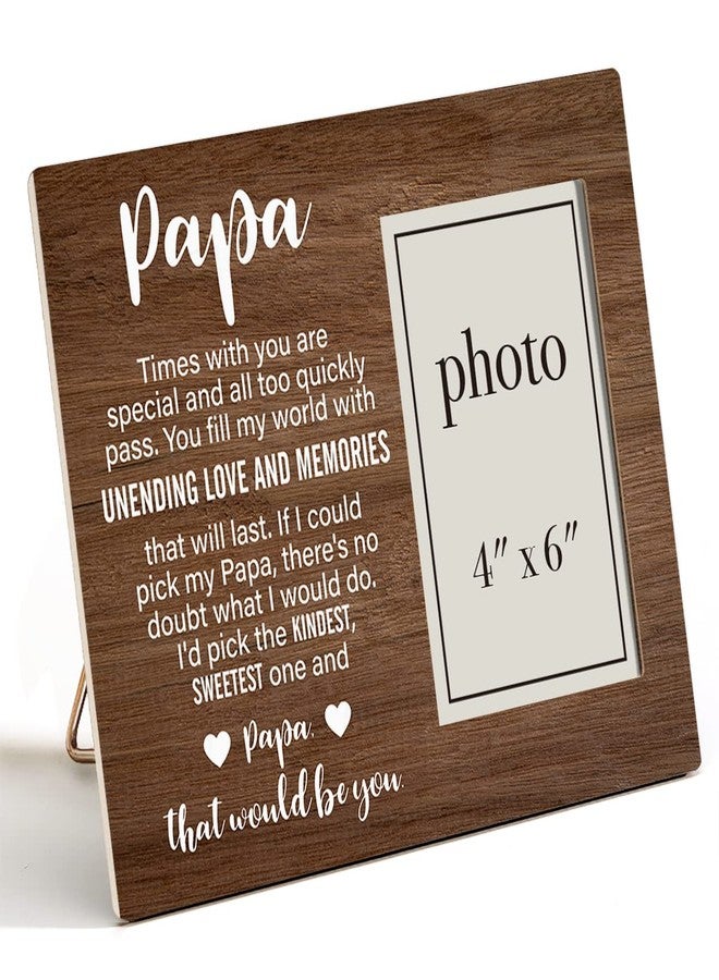 Zauly Papa Wooden Picture Frame from Grandson Granddaughter, Sentimental Grandpa Wood Photo Frame Gift for Father's Day Birthday Christmas, Tabletop and Wall Mounting, 4x6 Inch Photo - Image 1