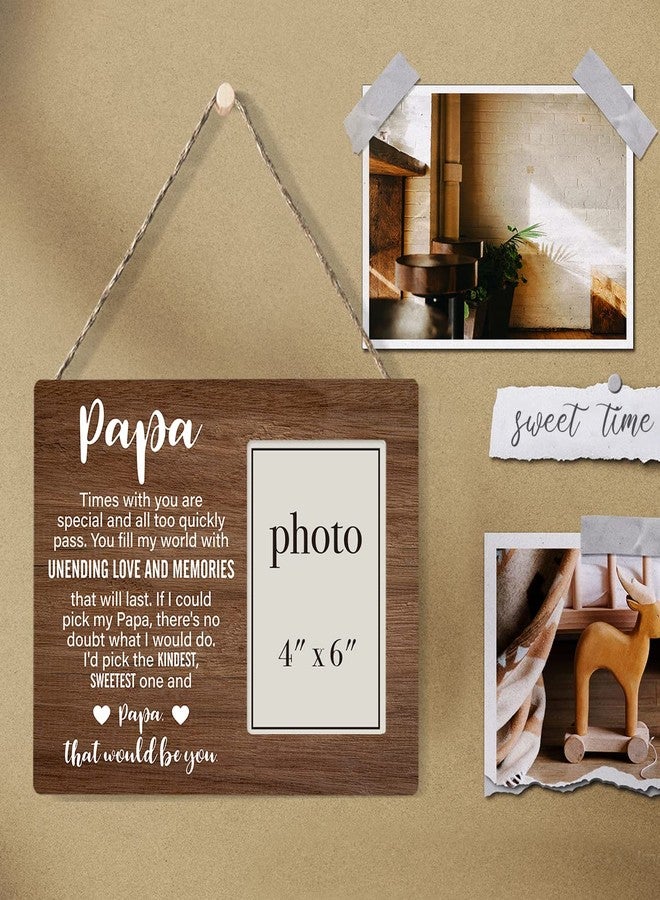Zauly Papa Wooden Picture Frame from Grandson Granddaughter, Sentimental Grandpa Wood Photo Frame Gift for Father's Day Birthday Christmas, Tabletop and Wall Mounting, 4x6 Inch Photo - Image 5