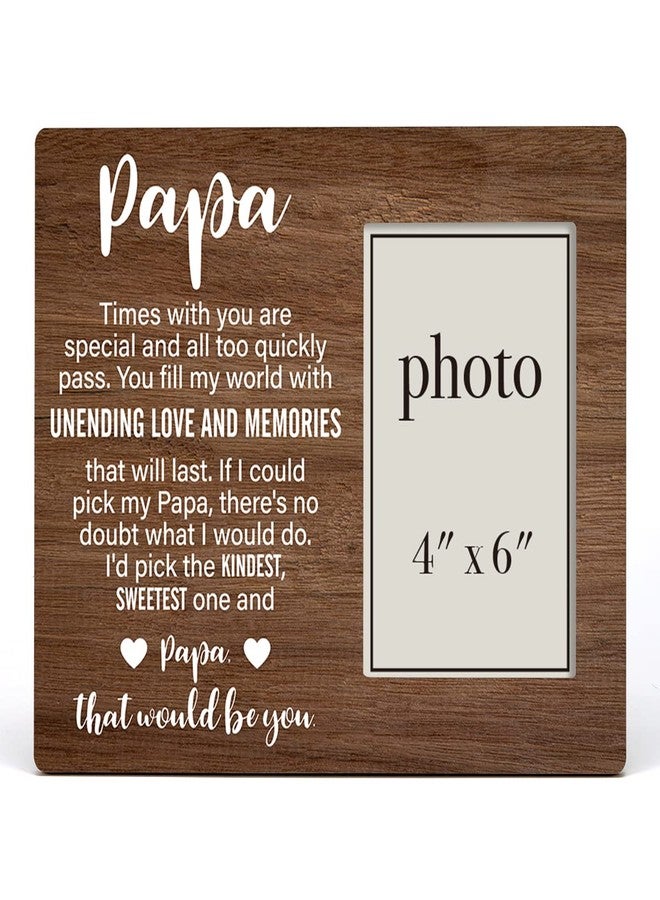 Zauly Papa Wooden Picture Frame from Grandson Granddaughter, Sentimental Grandpa Wood Photo Frame Gift for Father's Day Birthday Christmas, Tabletop and Wall Mounting, 4x6 Inch Photo - Image 2
