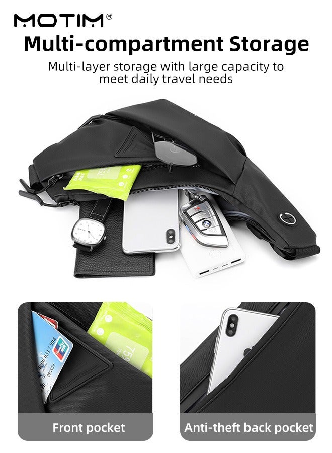 موتيم حقيبة كروس بودي للرجال، حقائب صدر مقاومة للماء، حقيبة كتف متعددة الطبقات غير رسمية للرجال، حقيبة محفظة جواز سفر للسفر، حقيبة ظهر، حقيبة هاتف محمول للسفر في الهواء الطلق وركوب الدراجات - Image 2
