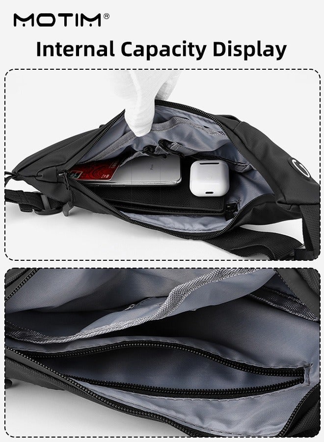 موتيم حقيبة كروس بودي للرجال، حقائب صدر مقاومة للماء، حقيبة كتف متعددة الطبقات غير رسمية للرجال، حقيبة محفظة جواز سفر للسفر، حقيبة ظهر، حقيبة هاتف محمول للسفر في الهواء الطلق وركوب الدراجات - Image 3