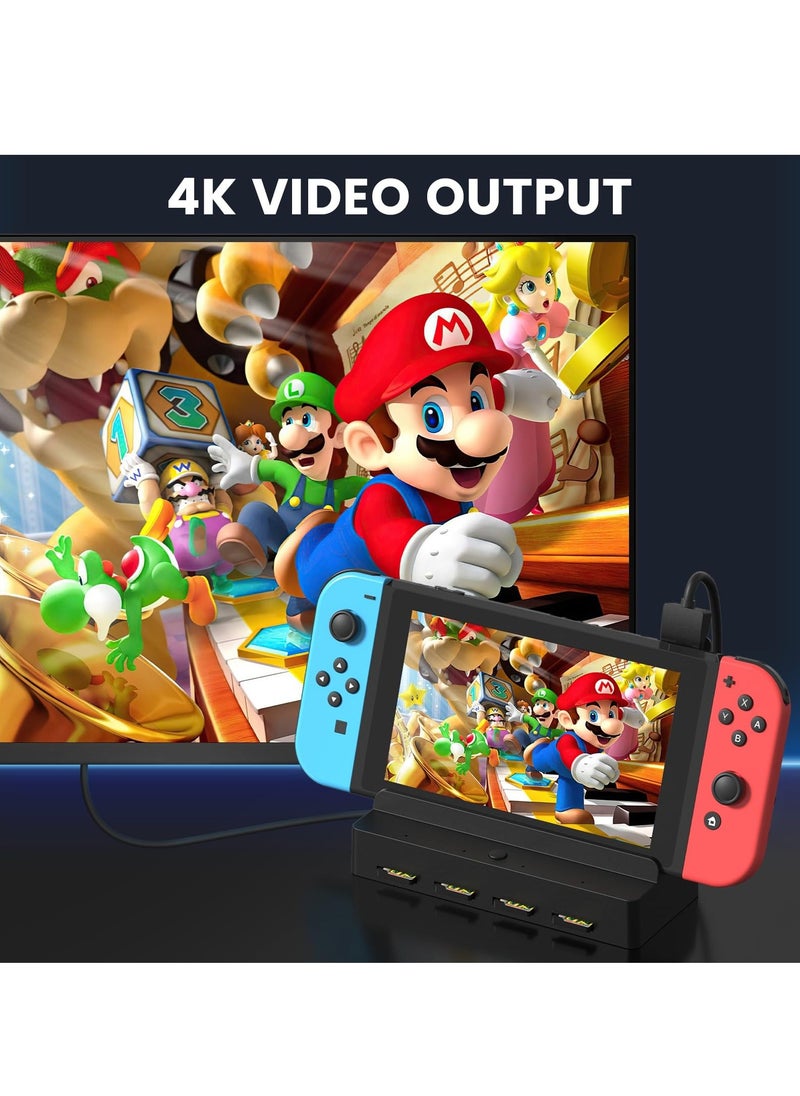 Switch Game Card Reader for Nintendo Switch/Switch OLED, Nintendo Switch Docking Station for TV with 4K HDMI/USB 3.0/ USB-C Charging Ports 4 Card Slots, Official Switch Dock Replacement