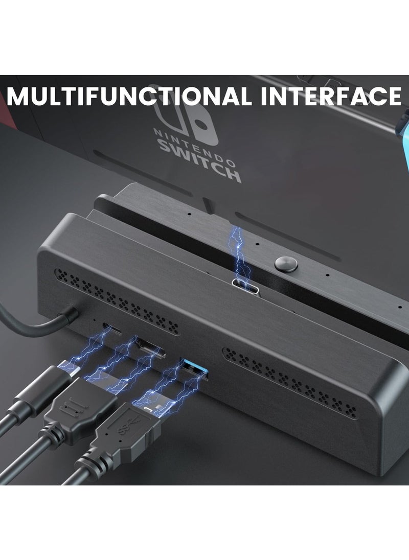 Switch Game Card Reader for Nintendo Switch/Switch OLED, Nintendo Switch Docking Station for TV with 4K HDMI/USB 3.0/ USB-C Charging Ports 4 Card Slots, Official Switch Dock Replacement