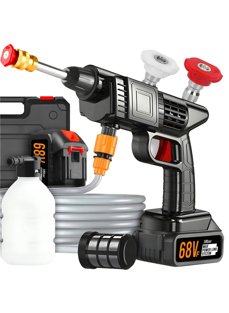 JIHAM Brand Electric Cleaning Gun Machine Longer Lasting More Durable High Pressure Water Jet Washer Gun With 68V Lithium Battery Water Hose Filter Charger Foam Bottle For Car Washing Home Garden Cleaning With Box Packing - Image 4