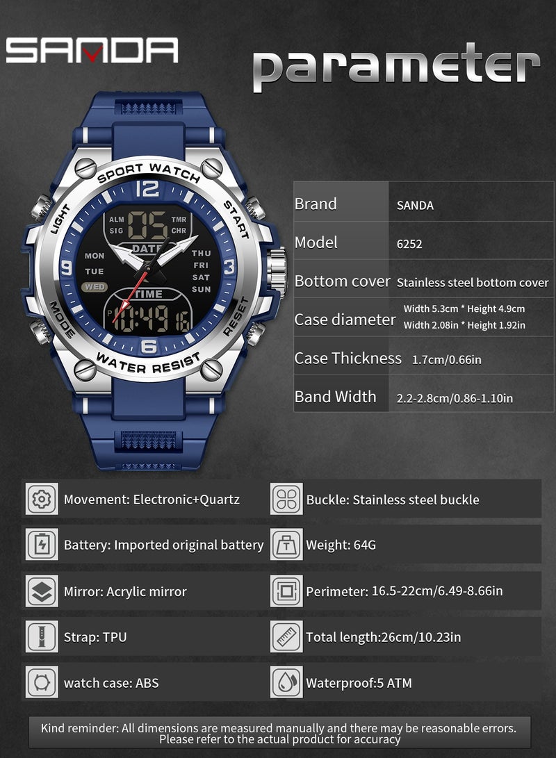 Sanda Top Brand Fashionable Men's Electronic Watch Multi functional Waterproof Countdown Men's Digital Watch - Image 3