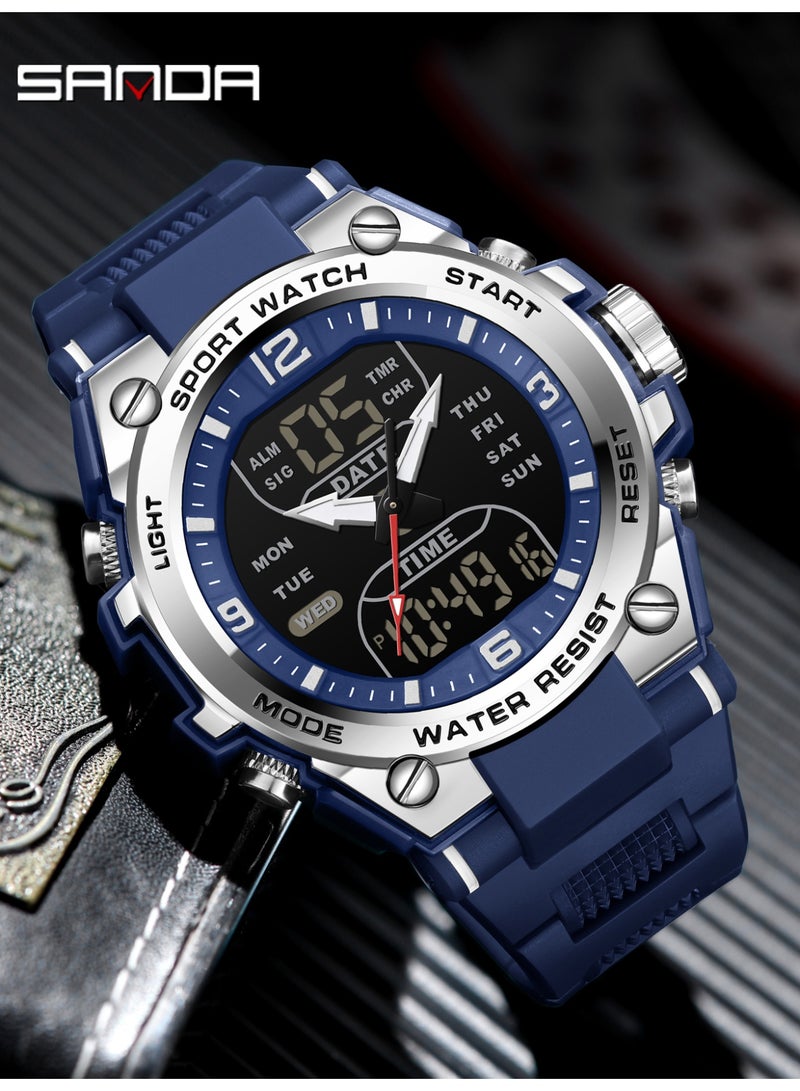 Sanda Top Brand Fashionable Men's Electronic Watch Multi functional Waterproof Countdown Men's Digital Watch - Image 4