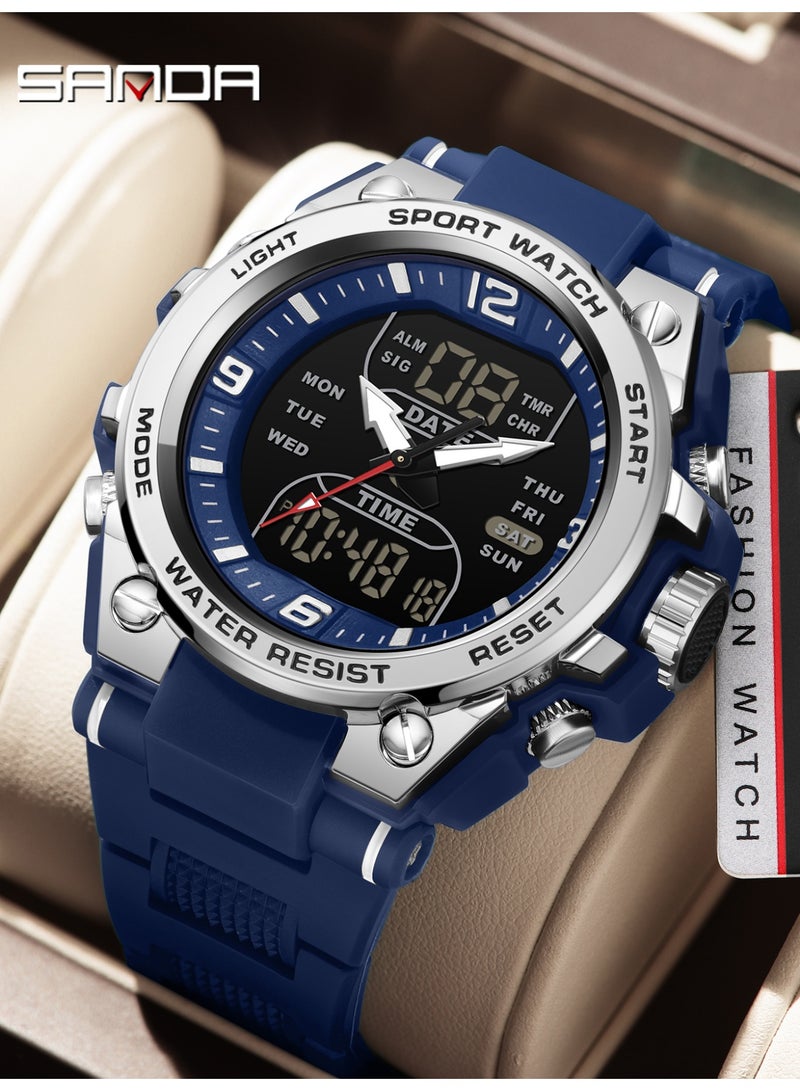 Sanda Top Brand Fashionable Men's Electronic Watch Multi functional Waterproof Countdown Men's Digital Watch - Image 2