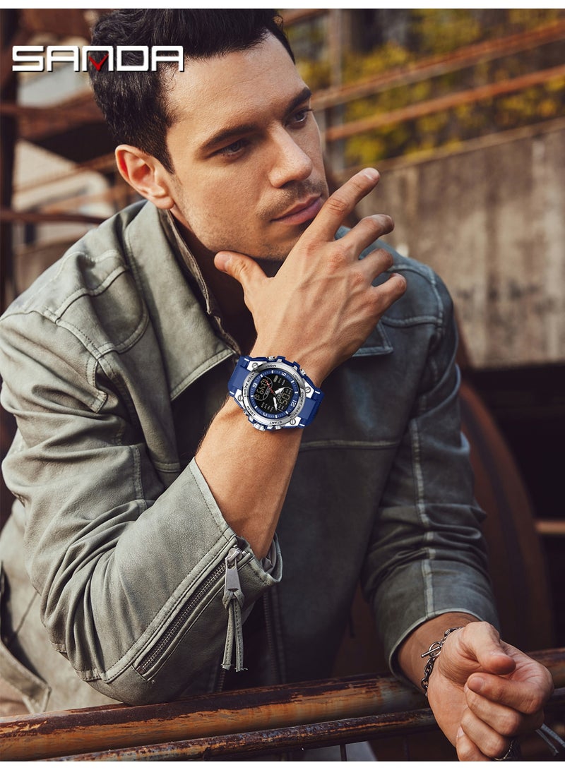 Sanda Top Brand Fashionable Men's Electronic Watch Multi functional Waterproof Countdown Men's Digital Watch - Image 5