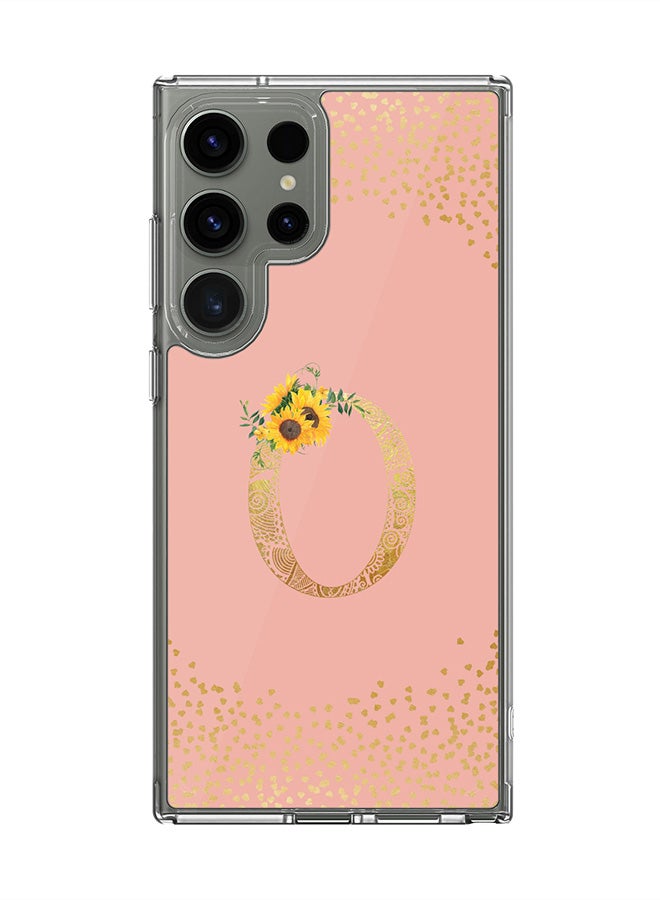 Stylizedd Classic Clear Case for Samsung Galaxy S25 Ultra , Hybrid Soft Transparent Cover Custom Monogram Initial Letter Floral Pattern Alphabet - O (Rose Pink) - Image 1