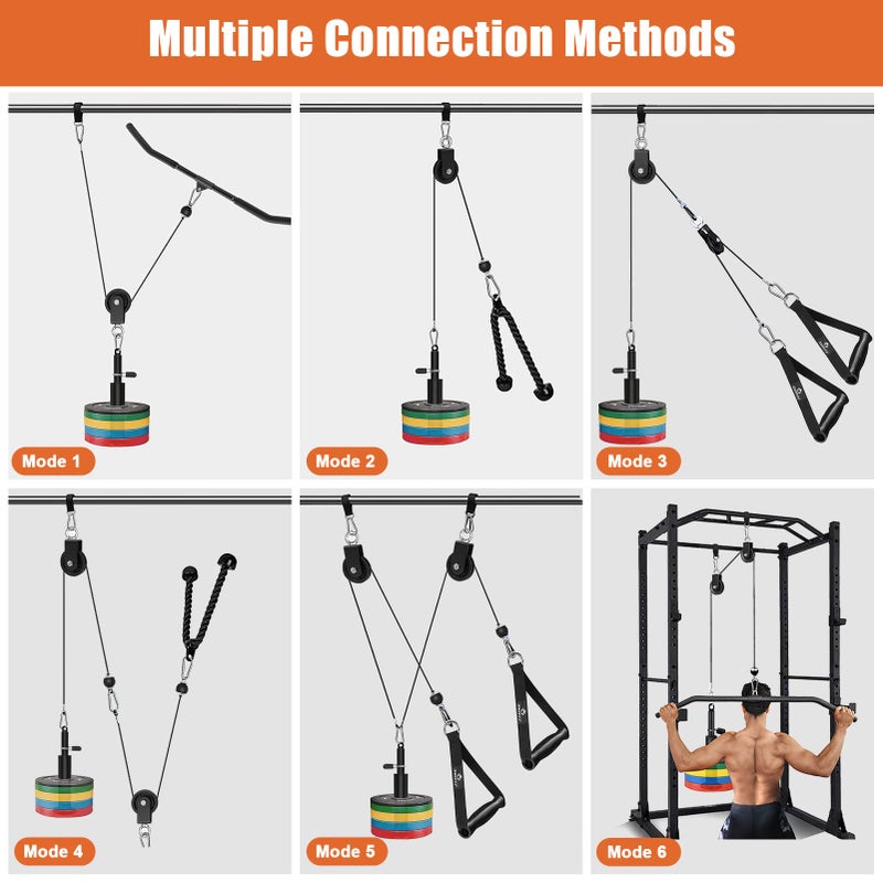 SERTT Weight Pulley System Gym, Pulley Pro Home Cable Pulley System gym for Lat Pull Down, Biceps Curl, Triceps, Shoulders, Back, Forearm Workout, DIY Weight Cable Pulley Attachments for Gym Equipment - Image 3