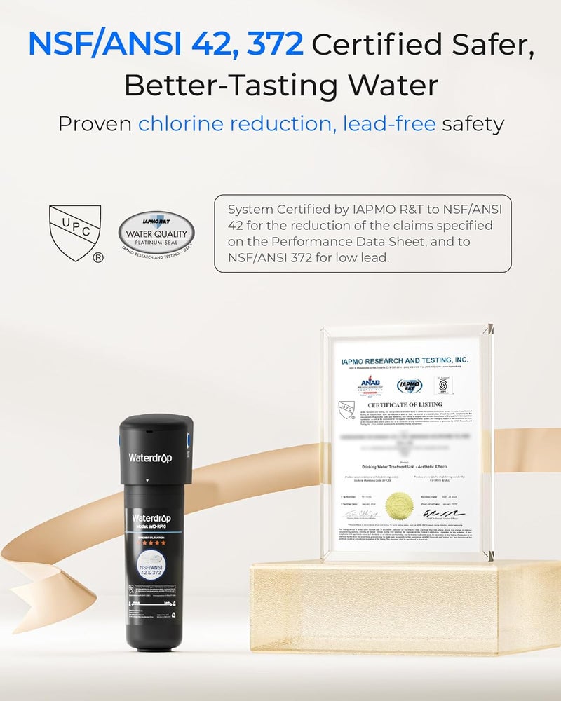 Waterdrop 10UA Under Sink Water Filter System, 8K Gallons Ultra High Capacity Main Faucet Under Counter Water Filtration System, Removes 99% Lead, Fluoride, Chlorine, Bad Taste & Odor, USA Tech, 0.5μm - Image 4