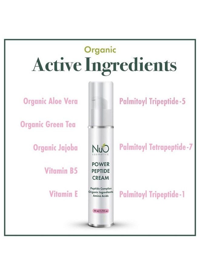 NuOrganic Cosmetics - Nuorganic Peptide Face Cream With Green Tea & Gotu Kola Anti Aging Skin Firming Moisturizer For Face & Neck Cruelty Free & Vegan (1.7 Fl.Oz) - Image 1