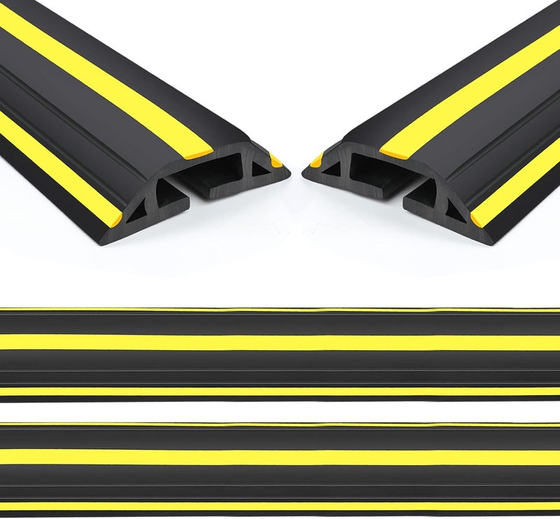 Eapele 10 ft Floor Cable Cover Protector, Heavy Duty PVC Duct Easy to Unroll, Prevent Trip Hazard for Outdoor Settings (2pcs) - Image 1