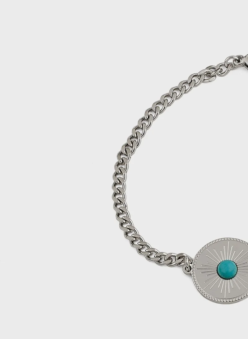 Lady Mauve KYRA TURQUOISE SUN PENDANT BRACELET