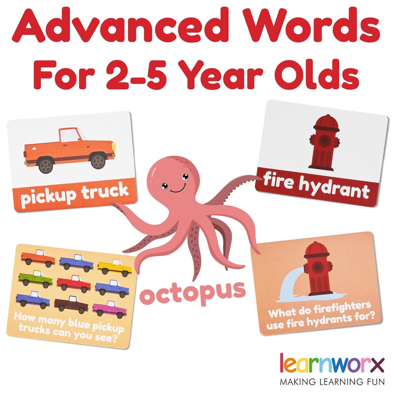 learnworx Advanced Flash Cards for Toddlers 3-5 Years â€“ 101 Flashcards â€“ Preschool Flash Cards â€“ Kindergarten Flash Card for Kids â€“ Toddler Learning â€“ Educational Gift - for Ages 3, 4, 5 & 6 - Image 2