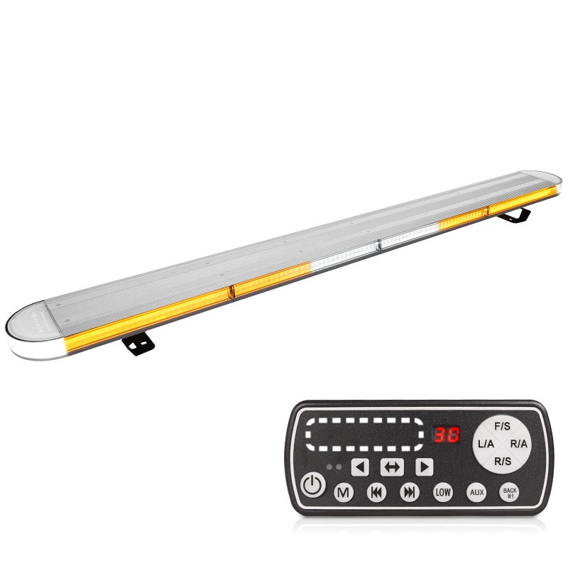 شريط ضوء تحذير أمان LED عالي الكثافة بروفايل منخفض 48 بوصة مثبت على السقف للطوارئ لشاحنة السحب ومركبات البناء 29 وضع وميض لوحة التحكم مصابيح زقاق برتقالية