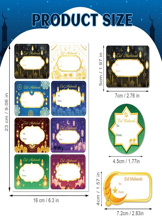 هواف مجموعة HOWAF من 162 قطعة من بطاقات هدايا عيد مبارك، ملصقات أسماء العيد، ملصقات رمضانية مضيئة لتزيين الهدايا، بطاقات أسماء ذاتية اللصق، ملصقات أسماء العيد للهدايا، 18 ورقة - Image 2