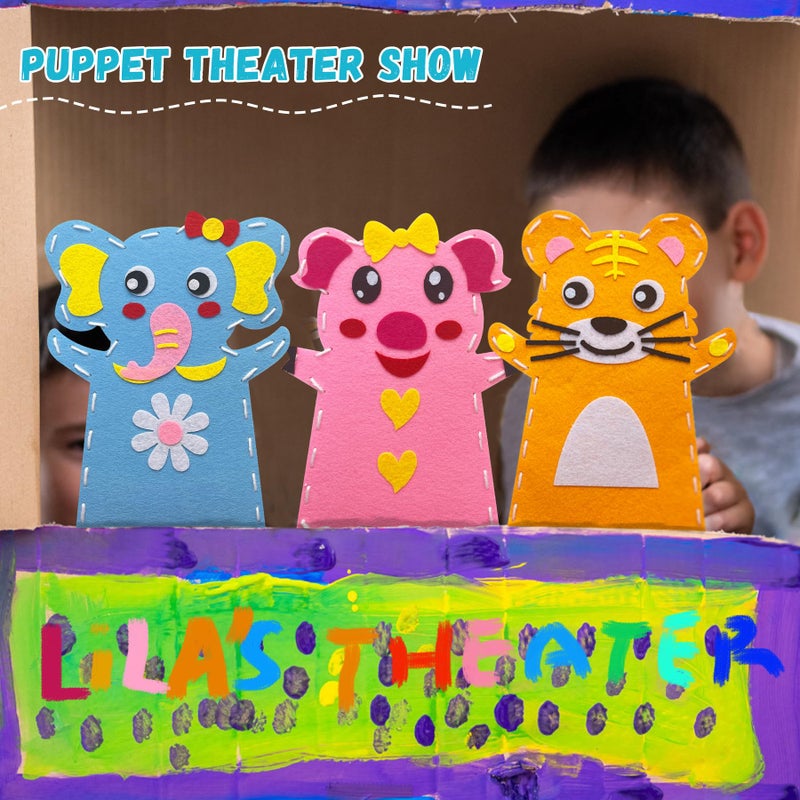 Creatoy Animal Hand Puppet Crafts Kit for Kids 8pcs Sewing Kits for Girls 4-9 Felt DIY Sewing Projects Toddler Activities Story Telling Pretend Play Party Favors Toys - Image 4