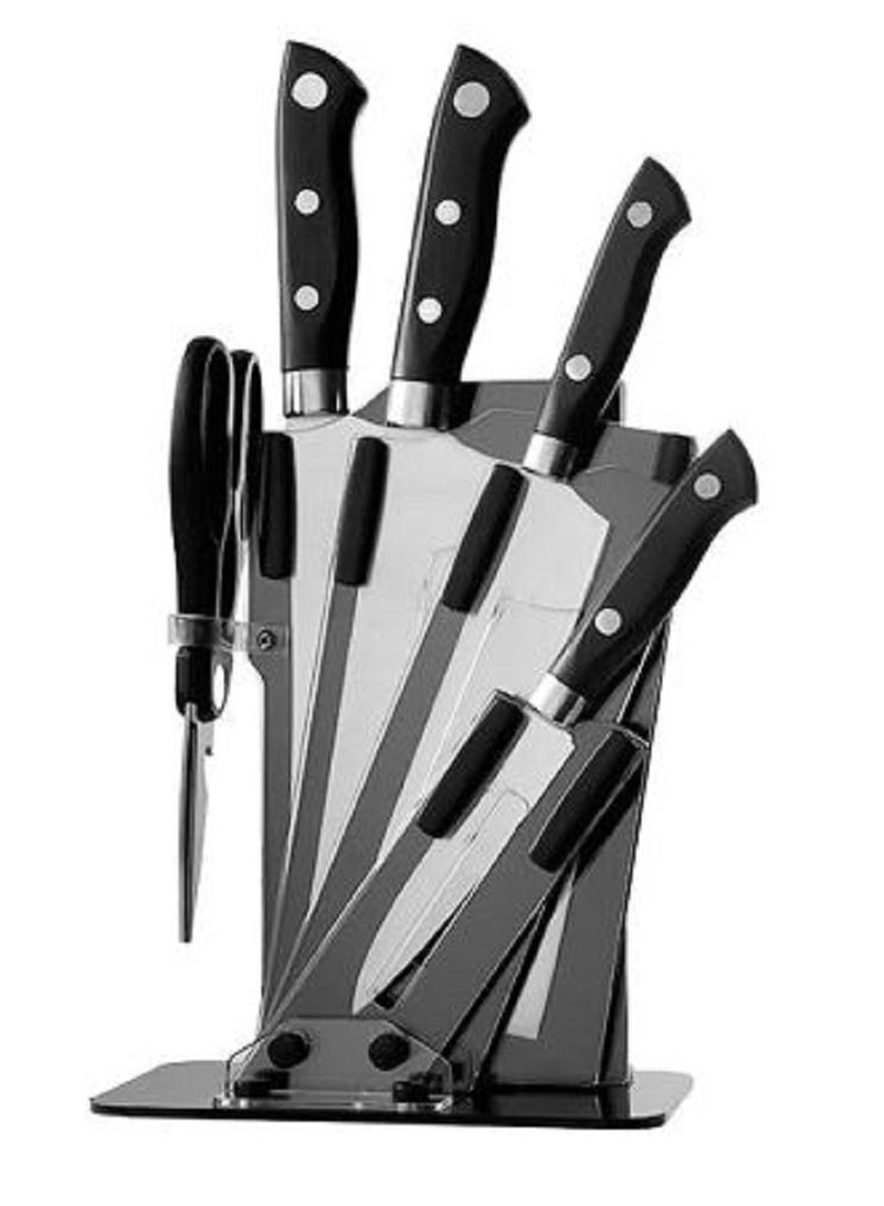 إيه جي دي طقم سكاكين من 5 قطع مع حامل أسود/ فضي YG-603 - Image 1