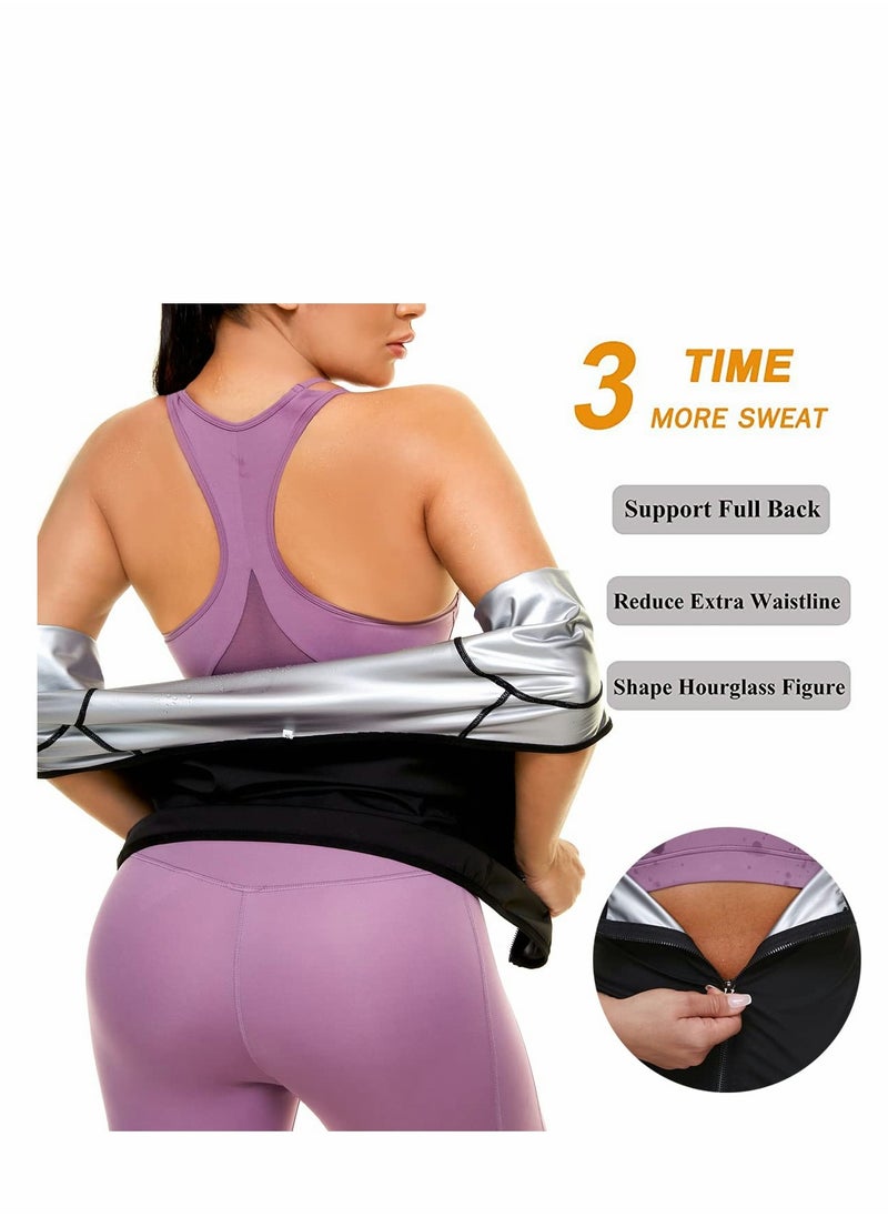 KASTWAVE - Sauna Suit for Women Sweat Body Shaper Jacket Hot Waist Trainer Long Sleeve Zipper Shirt Workout Top - L - Image 1