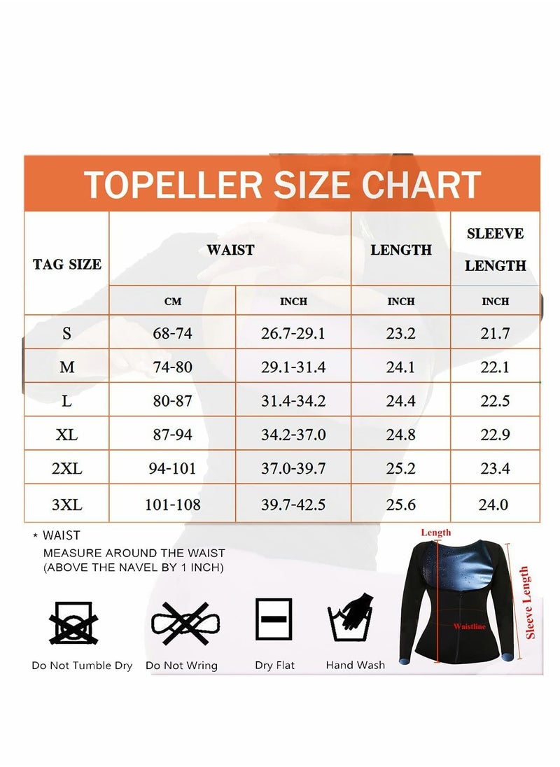 KASTWAVE - Sauna Suit for Women Sweat Body Shaper Jacket Hot Waist Trainer Long Sleeve Zipper Shirt Workout Top - L - Image 1