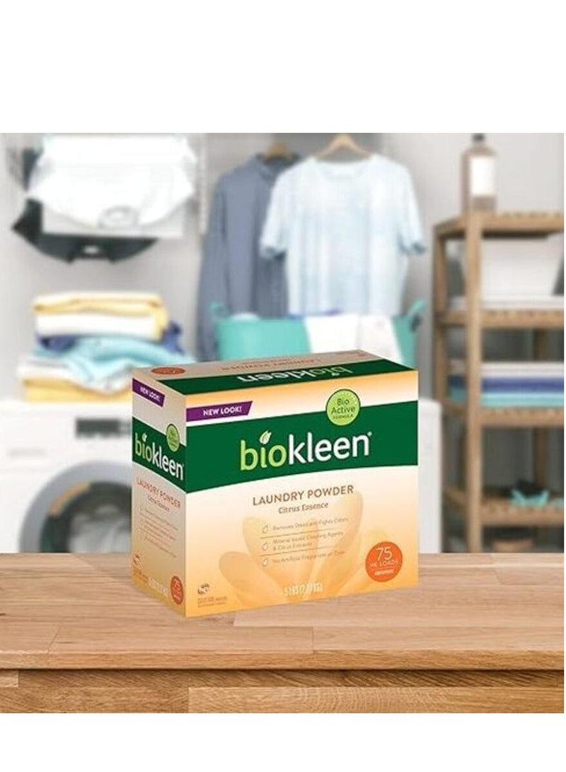 Biokleen Laundry Detergent Powder, Concentrated, Eco-Friendly, Non-Toxic, Plant-Based, No Artificial Fragrance, Colors or Preservatives, Citrus Essence, 5 Pounds - 75 HE Loads/50 Standard Loads - Image 3
