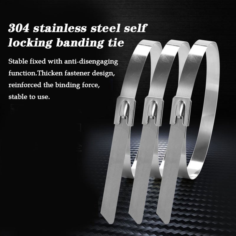 Self-Locking Banding Tie 7.9 X 400mm 304 Stainless Steel Corrosion Resistance - High Toughness Multi-Purpose Banding Tie for Open-Air Damp High Temperature Outdoor Scene - Image 5
