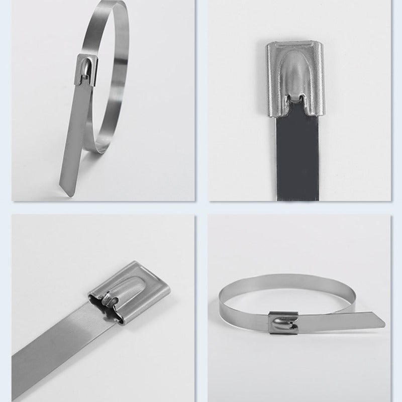 Self-Locking Banding Tie 7.9 X 400mm 304 Stainless Steel Corrosion Resistance - High Toughness Multi-Purpose Banding Tie for Open-Air Damp High Temperature Outdoor Scene - Image 2