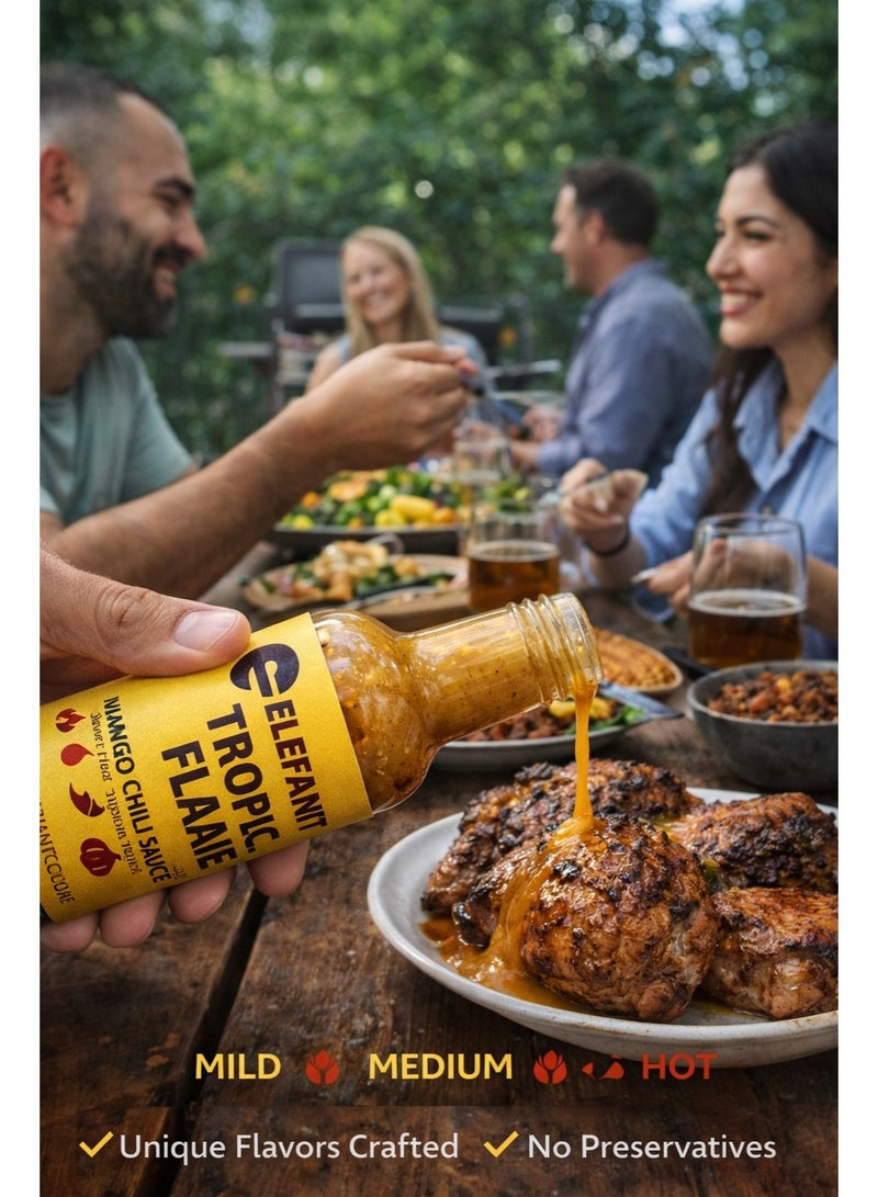 Elefant Tropic Flame Mango Habanero Sauce 100ml Sweet and Spicy No Preservatives Made in UAE - Image 4