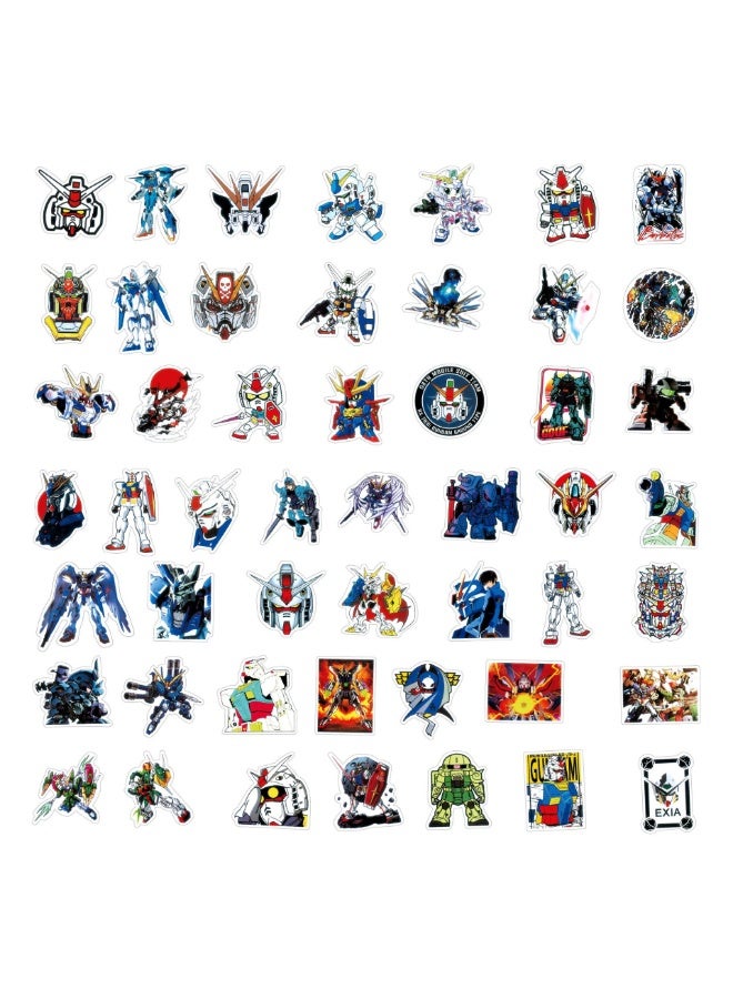NIBEMINENT 50 Pcs Cartoon Gundam Steel Bullet Deco Kit Waterproof Stickers, High Definition Printing Bright Colors, Suitable for Laptop Skateboard Luggage Water Bottle Guitar DIY - Image 3