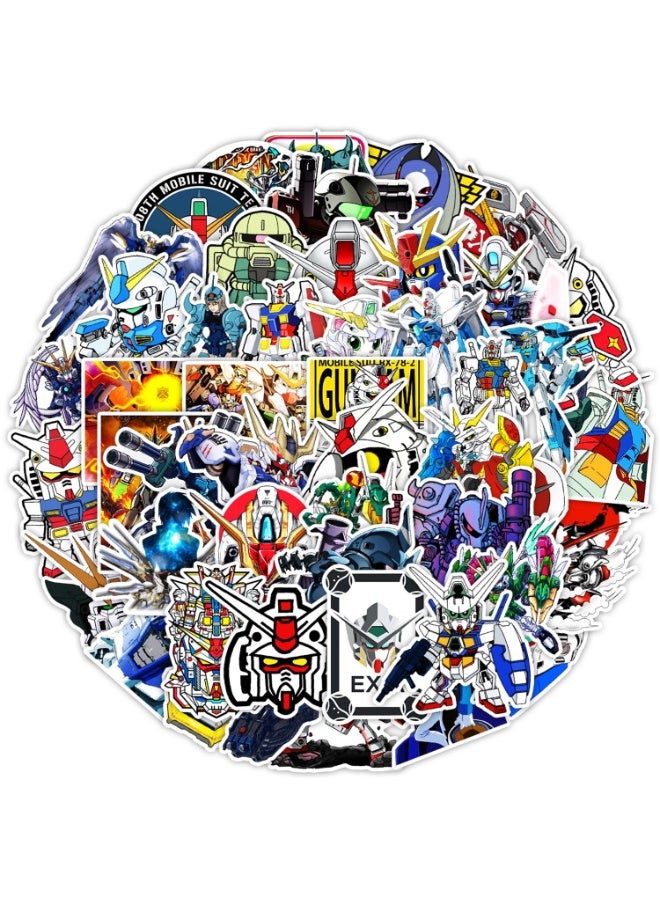NIBEMINENT 50 Pcs Cartoon Gundam Steel Bullet Deco Kit Waterproof Stickers, High Definition Printing Bright Colors, Suitable for Laptop Skateboard Luggage Water Bottle Guitar DIY - Image 2