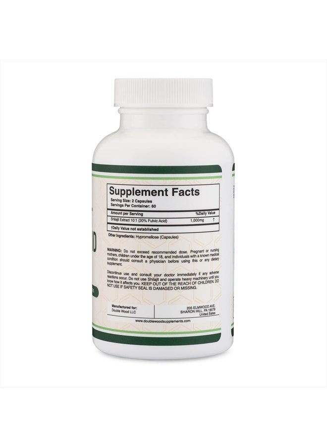 Double Wood Supplements Shilajit Fulvic Acid  1,000mg per Serving, 120 Capsules - Image 2
